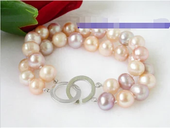 

shippingNATURAL 8''11mm lavender pink round FW pearls bracelet N926 5.25