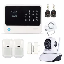 2016 WIFI GSM GPRS Сигнализация Домашней Безопасности с Ip-камера APP Управления Проводной Сирена ПИР Датчик Двери Сигнализация