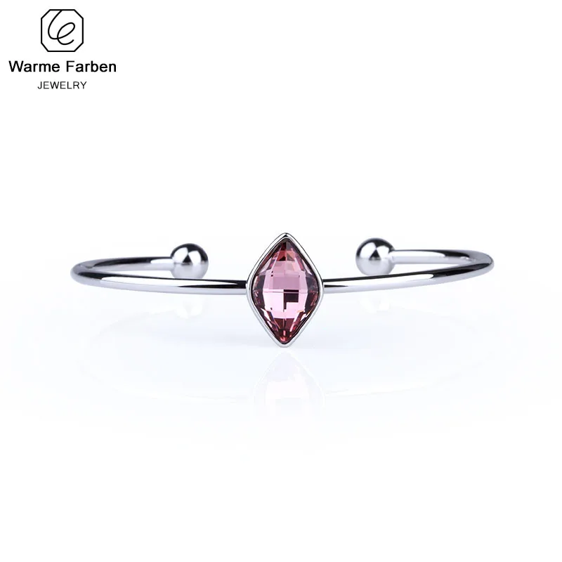 

Embellished with Crystal from Swarovski Women Bangle Simple Rhombic Crystal Design Adjustable Bracelet Birthday Gift Pulseira