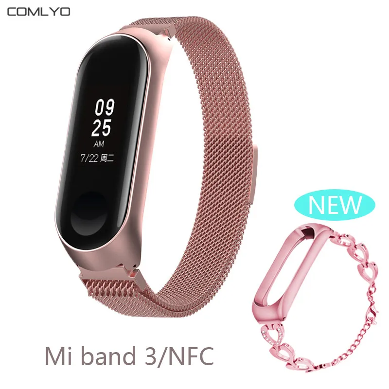 

Mi Band 3 Strap bracelet Magnetic attraction metal link Wristband Xiaomi Mi Band 3 NFC Version Straps Smart Accessories