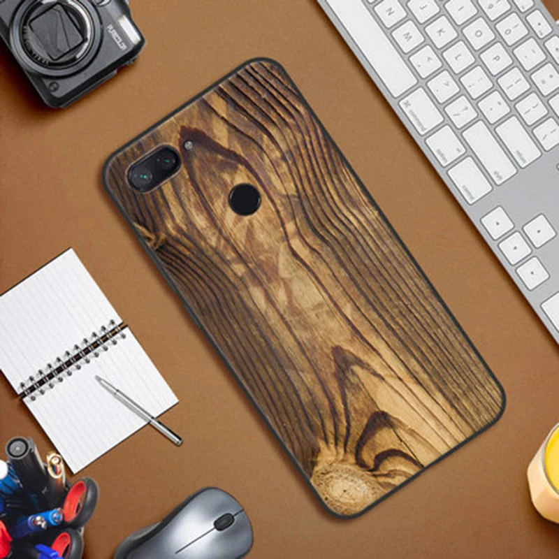 Чехол с деревянным камнем для Xiaomi Mi 8 Lite мягкие чехлы Mi8 чехол накладка