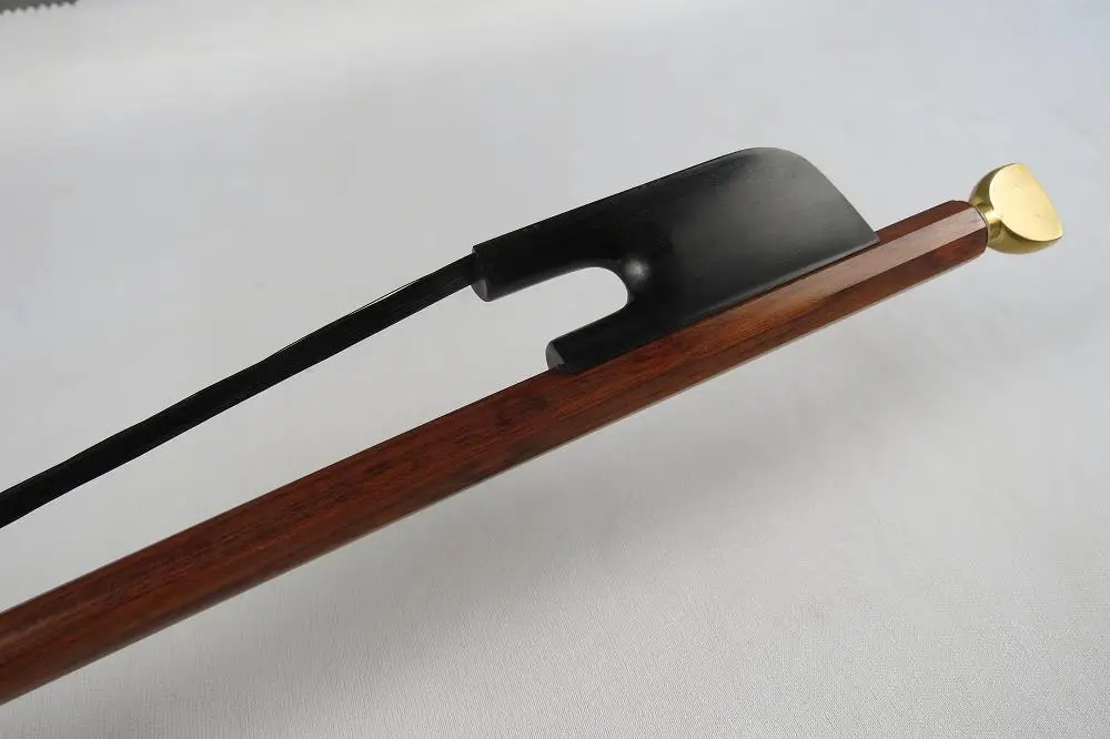 Strong baroque snakewood 3/4 bass bow,BRASS SCREWS ,black Horsehair