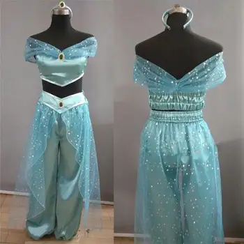 

Adult Women Girl Children Anime Aladdin Princess Jasmine Cosplay Costume Clothing Princess Cosplay Belly Dancer Dresses