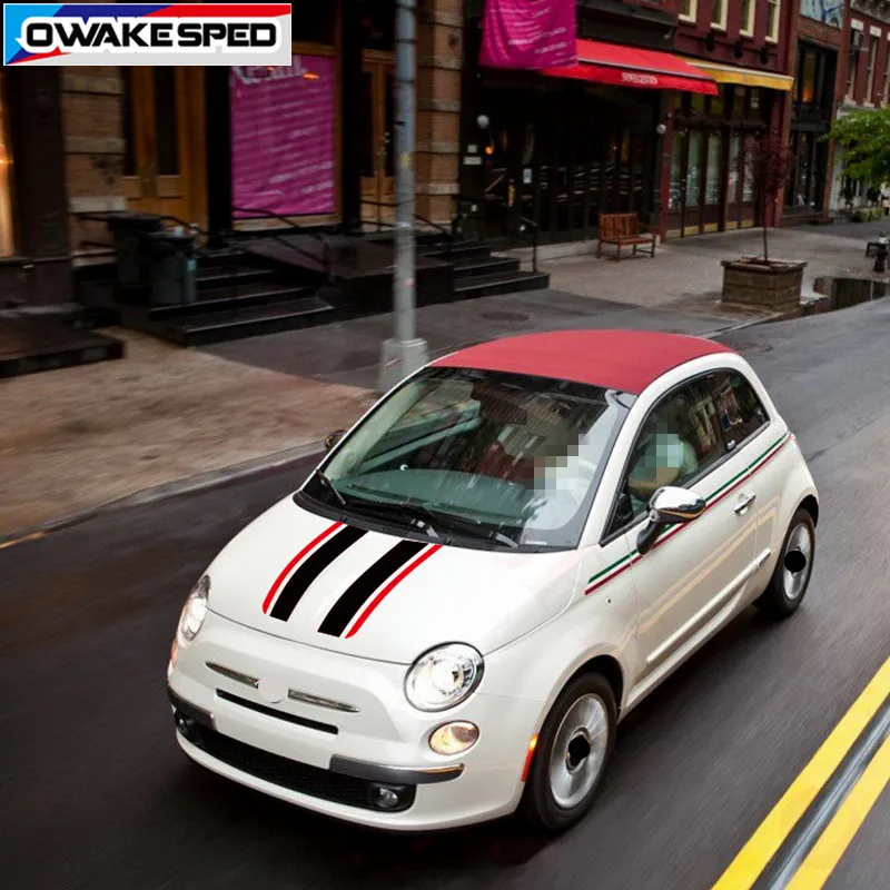 Car Stickers Hood Tail Whole Body Sticker For Fiat 500 Racing Sport Styling Stripes Auto Vinyl Decal Automobile Accessories (2)_