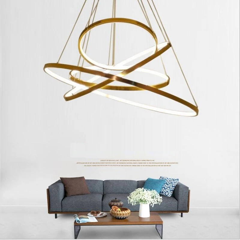 Us 50 6 8 Off Lukloy Gold Modern Pendant Light Acrylic Large Ring Circle Ceiling Lamp For Foyer Living Room Bedroom Loft Lighting Fixture In Pendant