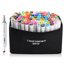 TOUCHNEW 30/40/60/80 Цвет двойной головкой набор маркеров для живописи алкоголя эскиз Маркеры Ручка с рисунком героев из мультфильма; белый корпус