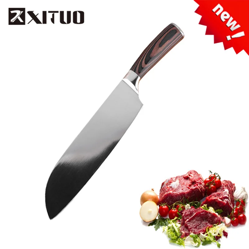 XITUO профессиональные ножи шеф-повара японский Santoku нарезанный лосось суши из нержавеющей стали нож Кливер мясо кухонные инструменты для приготовления пищи
