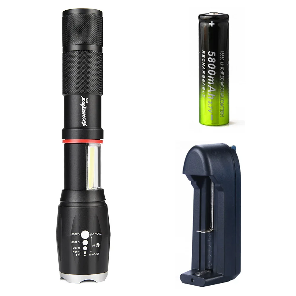 

Multifunction Led flashlight 4000 Lumens T6 torch hidden COB design flashlight tail super magnet design camping lamp