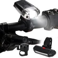 USB Rechargeable LED Bicycle Bright Bike Front Headlight and USB Charging Bicycle Front Light bell Set new A30