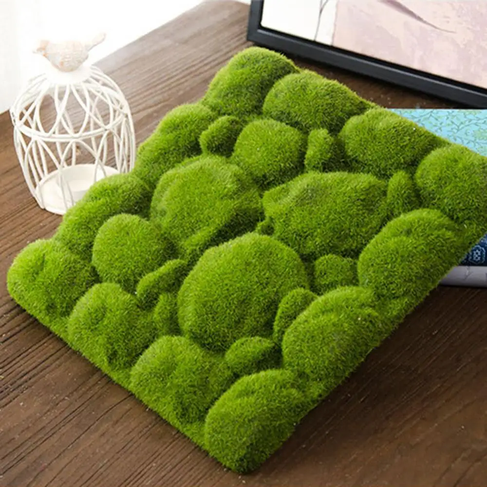 Stone Shape Moss Grass Mat Indoor Green Artificial Lawns Turf Carpets