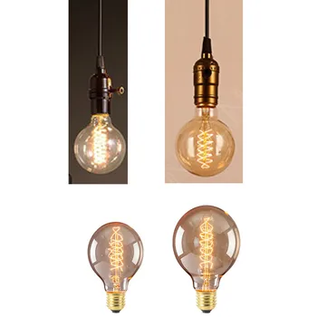 

220V-240V Edison Bulb E27 G80 Round Winding Bulb Retro Tungsten Lamp Vintage Light Bulb with Screw port Incande Christmas #15