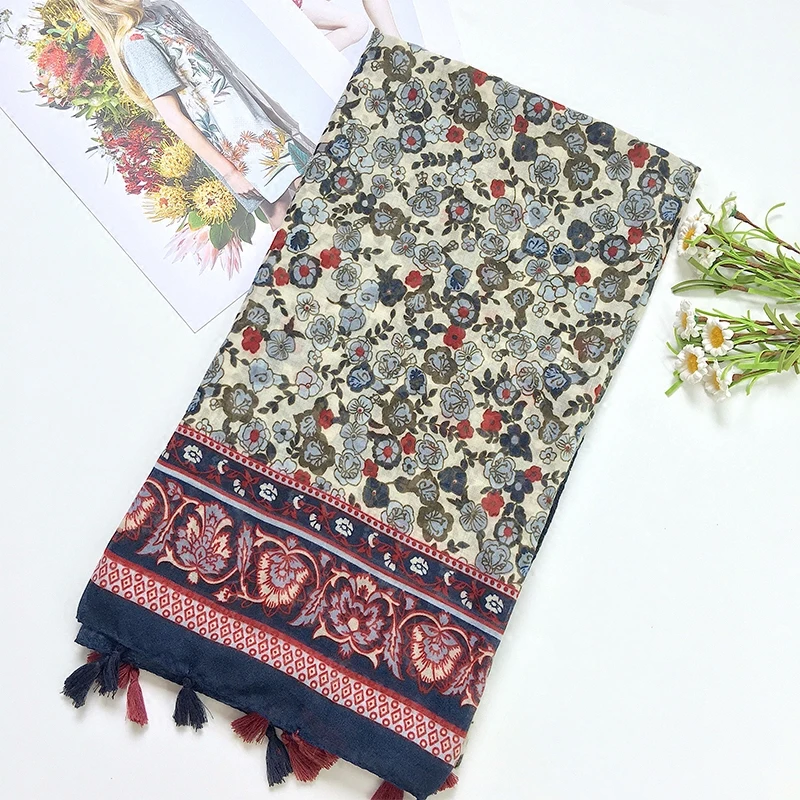 Marte& Joven Модный цветочный принт большой размер женский осенний/зимний теплый шарф пашмины Дамские элегантные мягкие цветочные Шали Обертывания