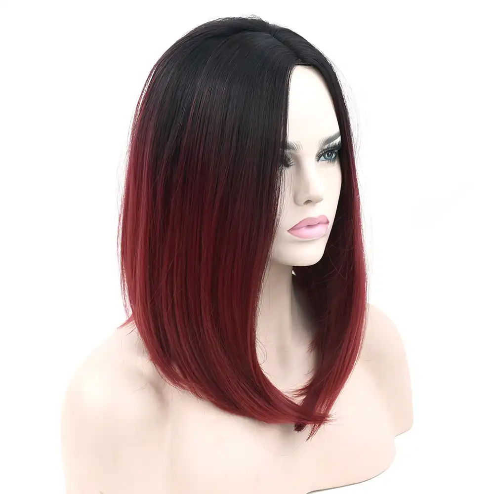Soowee Synthetic Hair Black To Burgundy Ombre Hair Short Bob