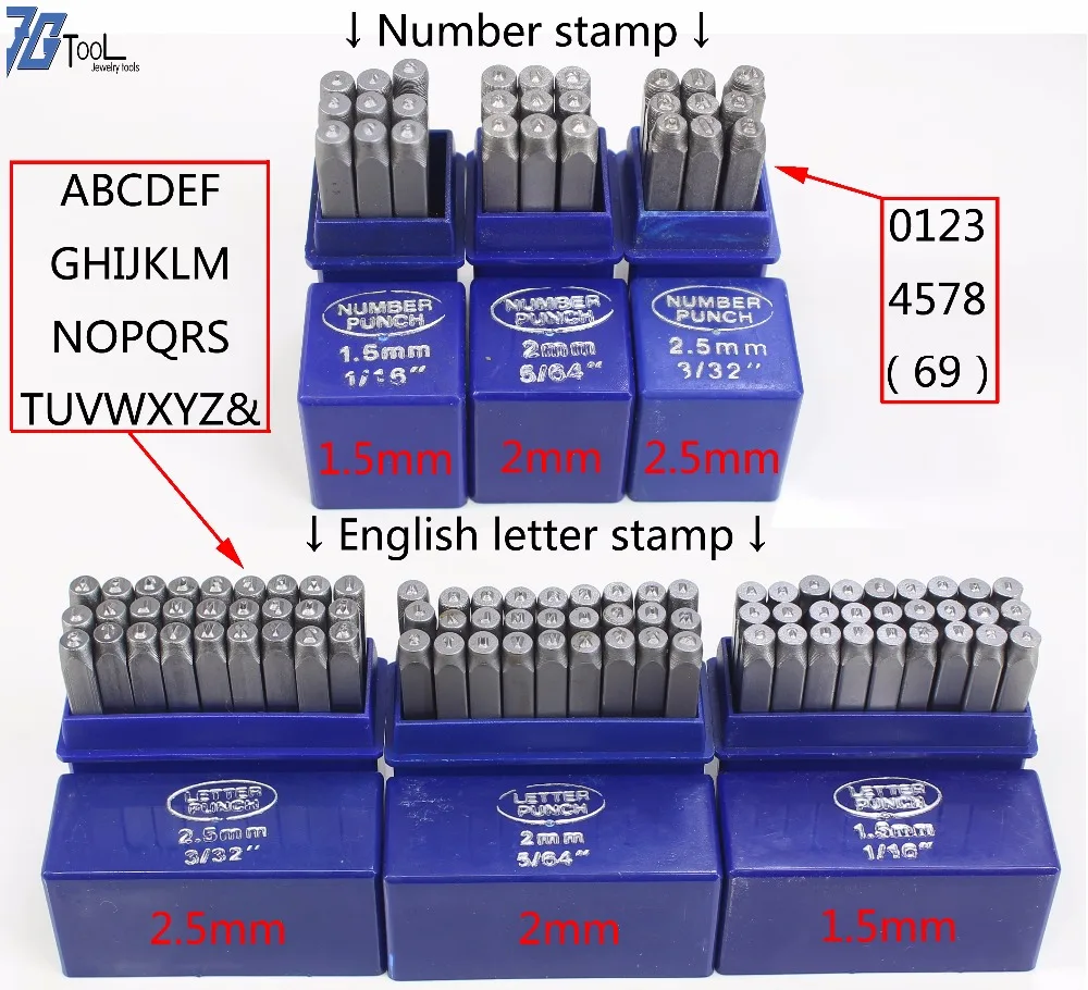9pcs Steel Number Die Stamp 1.5mm Metal Punch Set 0 1 2 3 4 5 6 7 8 9