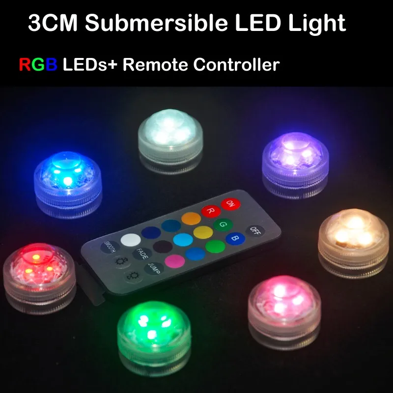 20 шт./лот супер яркие светодиоды 3 RGB Multicolors мини-погружные светодиодные фонари с пульта дистанционного управления для украшения