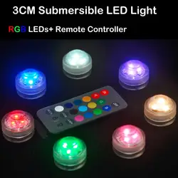 20 шт./лот супер яркие светодиоды 3 RGB Multicolors мини-погружные светодиодные фонари с пульта дистанционного управления для украшения