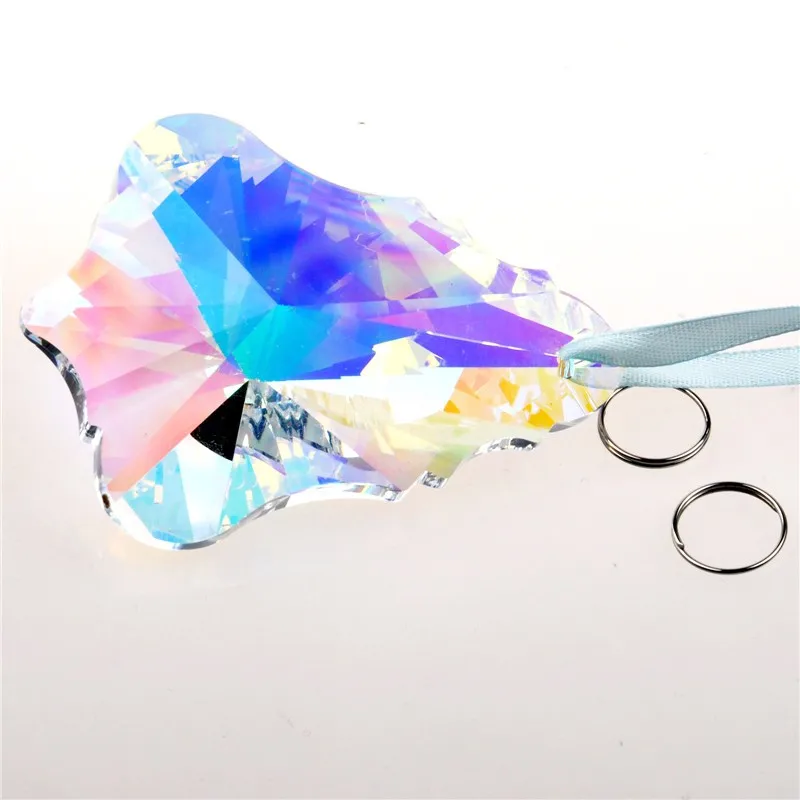 76mm Colorful Maple Leaf Glass Crystal Prisms Suncatcher Chandeliers Parts Garland Chakra Spectra Lustres Lamp Hang Drops Decor (3)