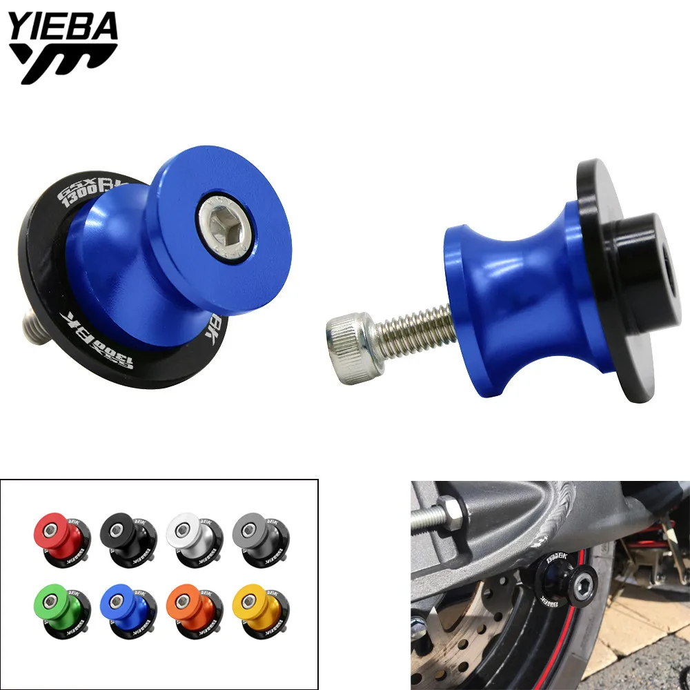 1 pair Free Shipping 8MM Swingarm Spools Sliders Motorcycle Stand Screws LOGO GSX 1300bk for Suzuki GSX 1300bk B-King 2008-2011