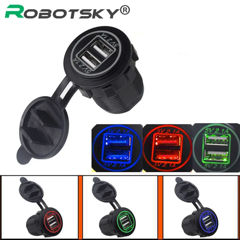 

Dual USB Port Car Charger LED Cigarette Lighter Socket Plug Voltmeter Waterproof Mobile Phone Smart Charging Adapter