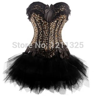 Женский леопардовый корсет на молнии и юбка|zipper corset|party corsetcorset body |