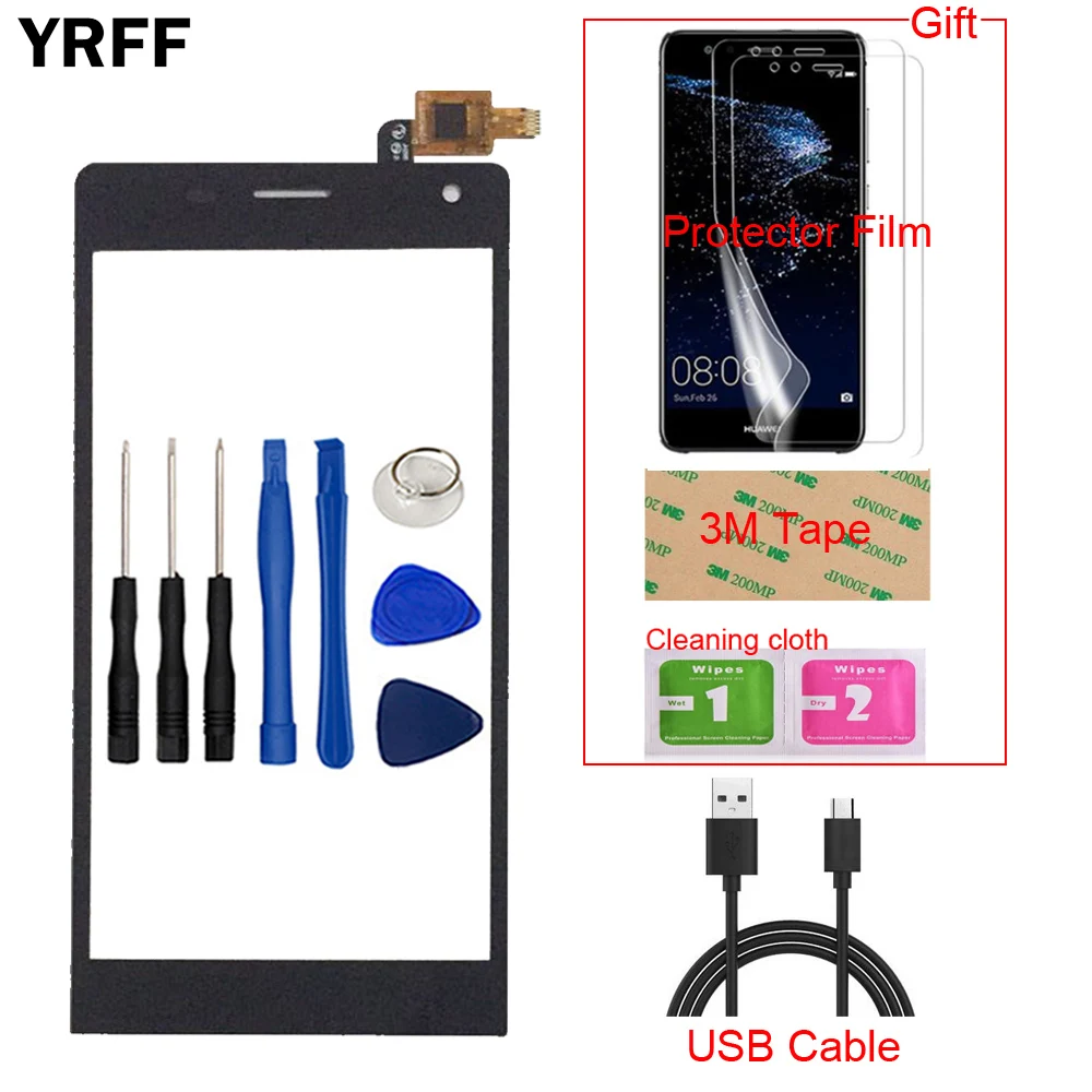 

Mobile TouchScreen For Highscreen Verge Touch Screen Front Glass Digitizer Panel Lens Sensor Tools + Protector Film Adhesive