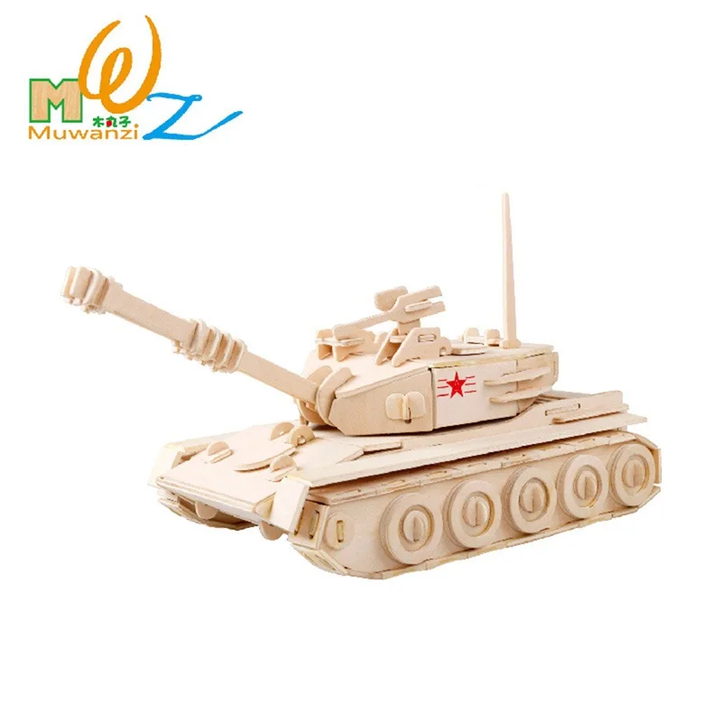 

Children 3D Houses Puzzle Wood Kids Educational Game Environmental Assemble Toy Model Military Tank Bridge Warship Assembling