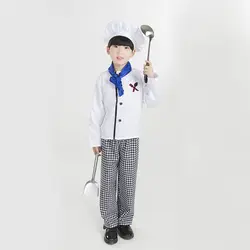 1 компл. (шляпа топ и брюки для девочек) Дети костюм повара Хэллоуин шеф повар униформа костюм шеф повара ткань