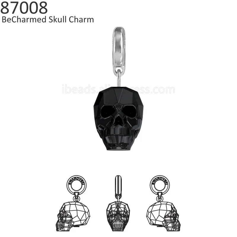 

(1 piece) 100% Original Crystals from Swarovski 87008 BeCharmed Crystal Skull Charm (hole diameter 4.5mm) for DIY pan bracelet