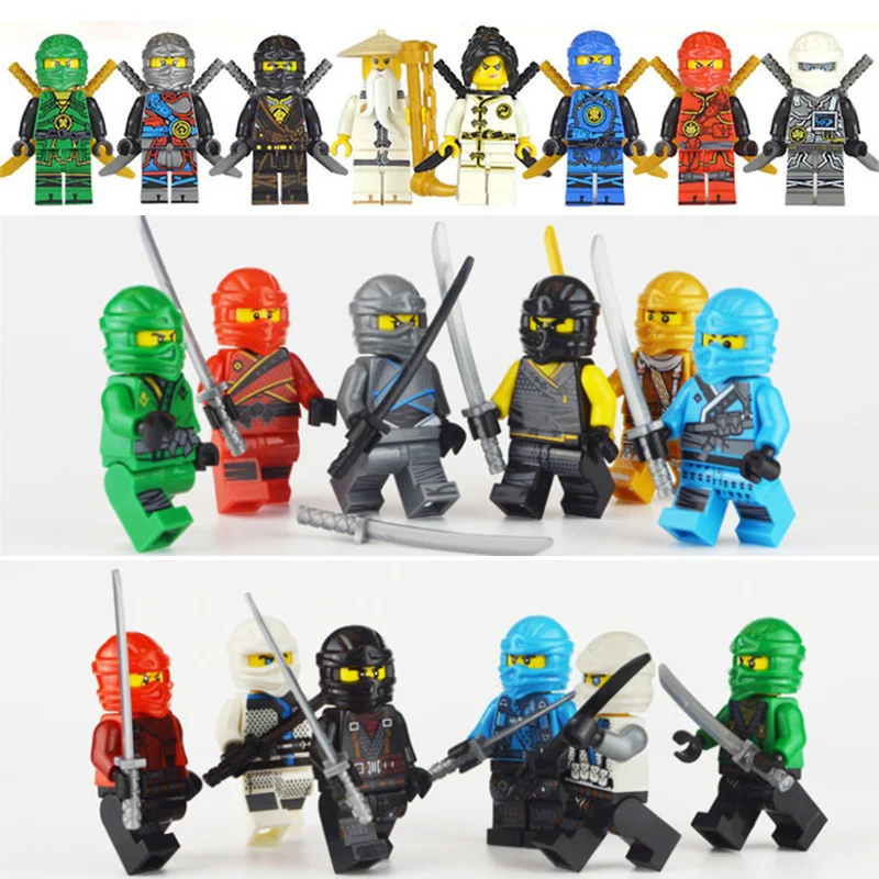 

12pcs/lot Figures NinjagoINGlys NINJA Weapons Building Blocks Bricks toys for kids gifts Carmadon Kai Jay Zane Cole