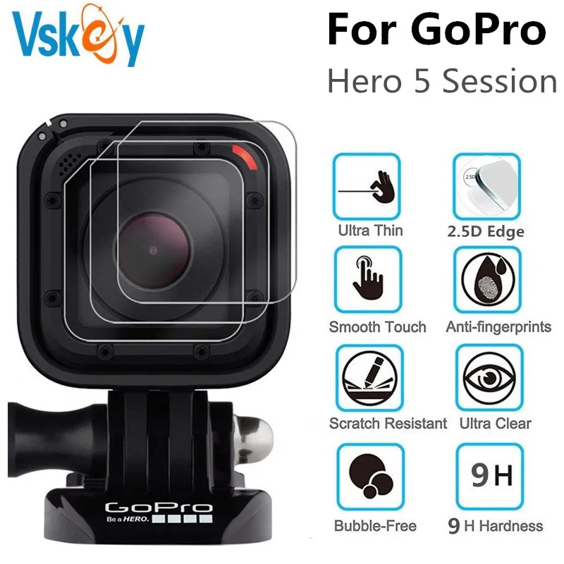 VSKEY 10 шт. закаленное стекло для Gopro Hero 5 Session защита экрана камеры устойчивая к