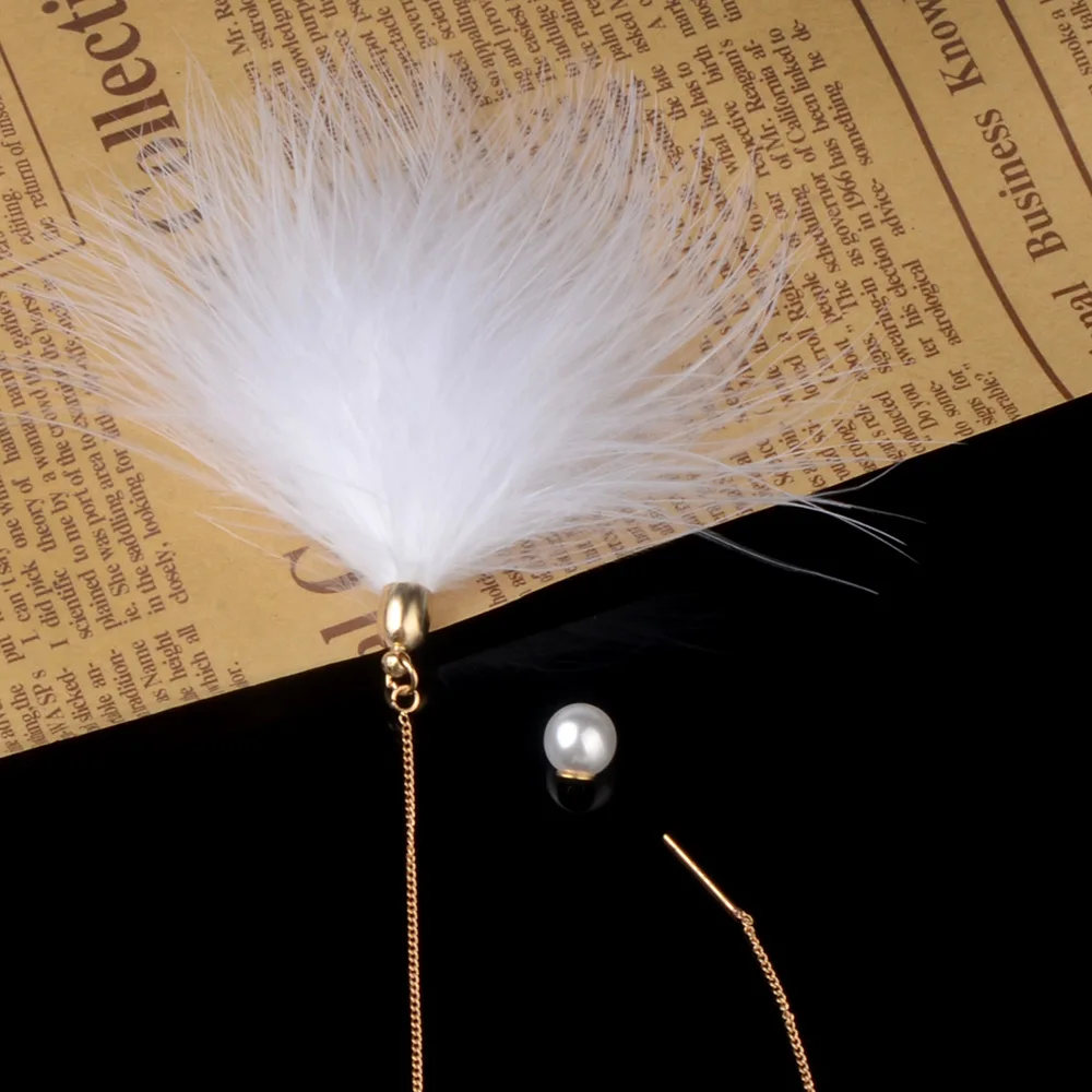 Feather Earrings Pearl Chain Long Dangle Drop Wedding Party Jewelry Gift Women LFPU Boho