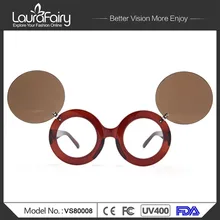 Laura Fairy Fashion Cool Steampunk Double Flip Sunglasses Women Brand Designer UV400 Cute Round Sunglass font