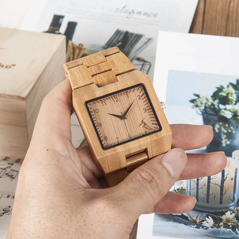 Skup BOBO ptak drewniane zegarki mężczyźni wysokiej jakości bambusowy zegarek mężczyzna luksusowe plac kwarcowy zegar analogowy relogio masculino V L22