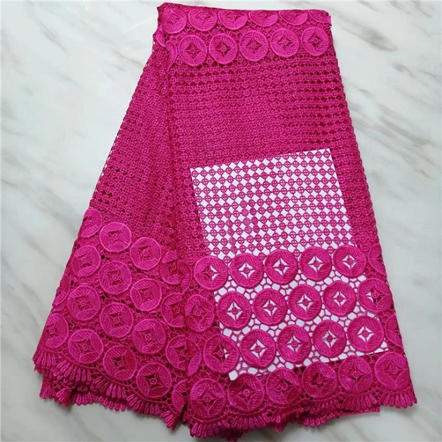 African Cotton Cord Lace Guipure Water Soluble For Party Dress High Quality pure Pink lace Fabric(16L-4-19 | Дом и сад