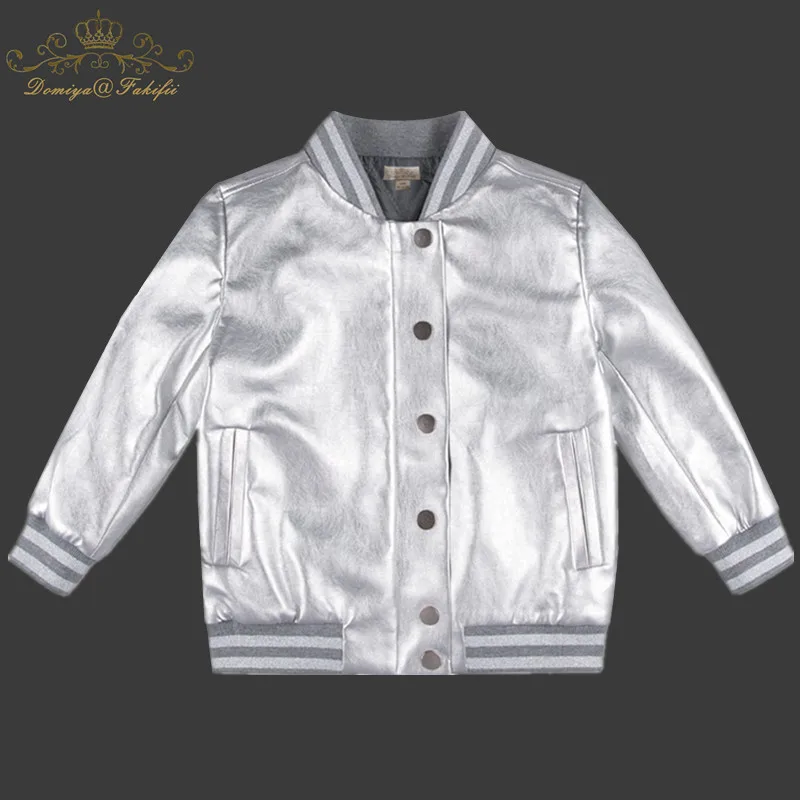 

2018 High End Brand Children Clothing Fashion Clothes Baby Birthday Girls Metal Silver Outerwear & Coats Winter Jacket For Boy