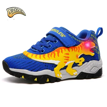 

Spring Boy Shoes Glowing Sneakers Running Led Shoes 2019 Children Light Up Breathable Sport Dinosaur Shoes for Boys 27-34