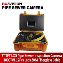40m Fiber Glass Cable Waterproof Industrial Sewer Pipe Inspection Underwater Camera 12Pcs Leds with 7″ LCD Portable Plastic Case