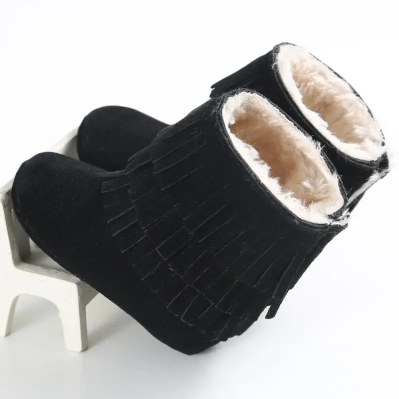 

Autumn Winter Warm Moccasin Boots Newborn Baby Girls Boys Fringe Shoes Infant Toddler Kids Soft Soled Anti-slip Booties S2