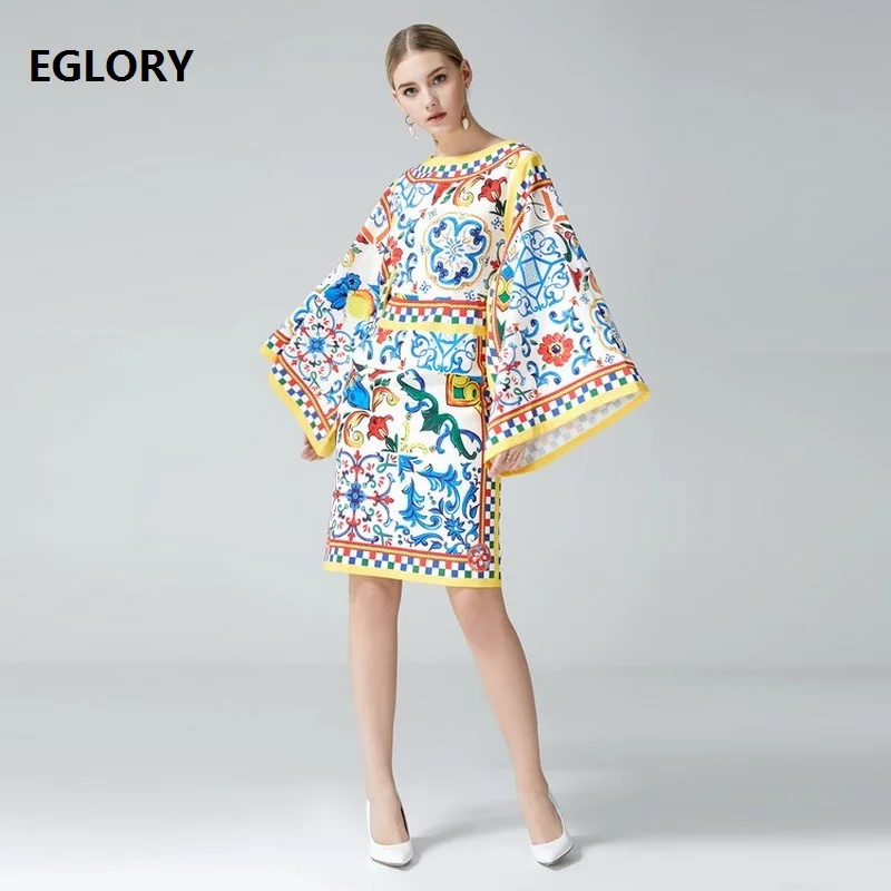 

Vintage Flare Sleeve Dress New Plus Size 3XL 4XL 5XL 6XL Women Bohemian Print Bodycon Sheath Knee-Length Dress for Party Festa