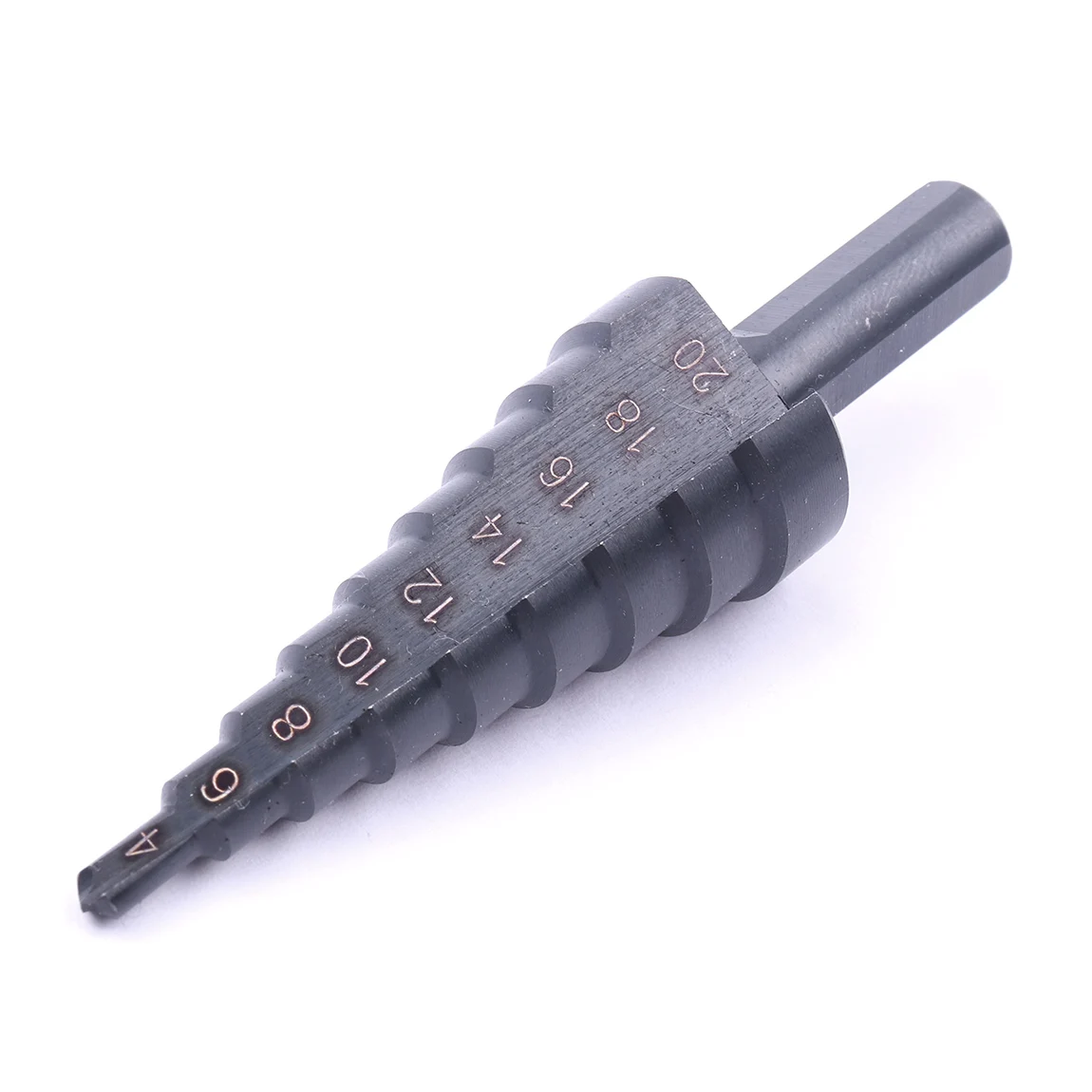 1x Black Nitiding HSS Stepped Drill 4 20mm Straight Groove Triangle Shank Step Drill Bit drill
