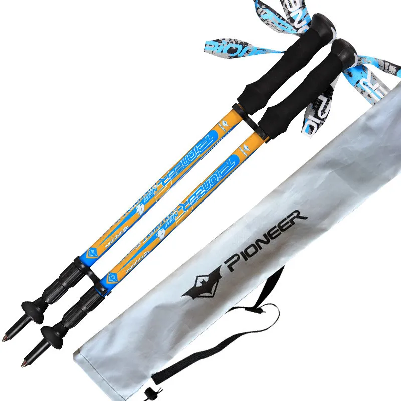 1 pc/pair PIOMEER de viaje al aire libre Camping ultraligero 3 colores Trekking senderismo de fibra de carbono palo Alpenstock Ultrashort Rod