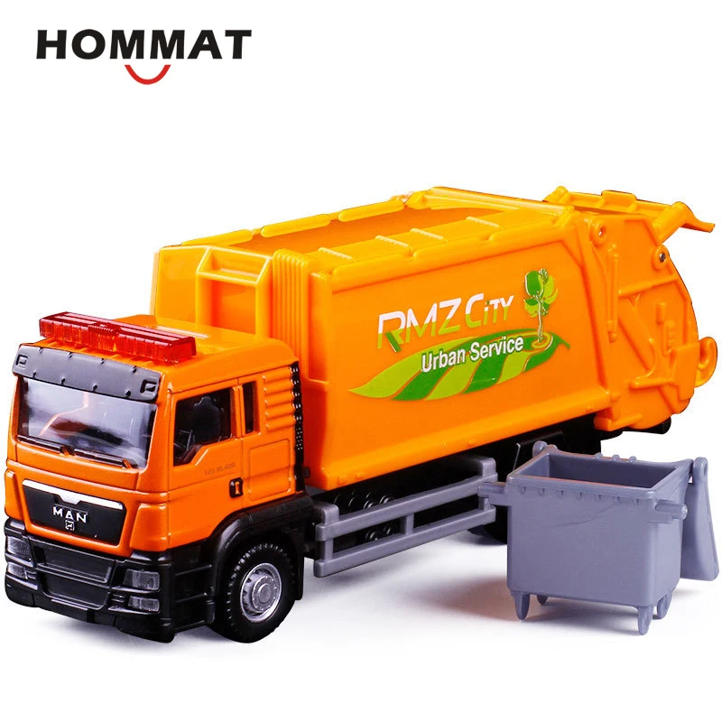 HOMMAT имитация RMZ город масштаб 1:64 мужской Мусоровоз С мусорным баком модель