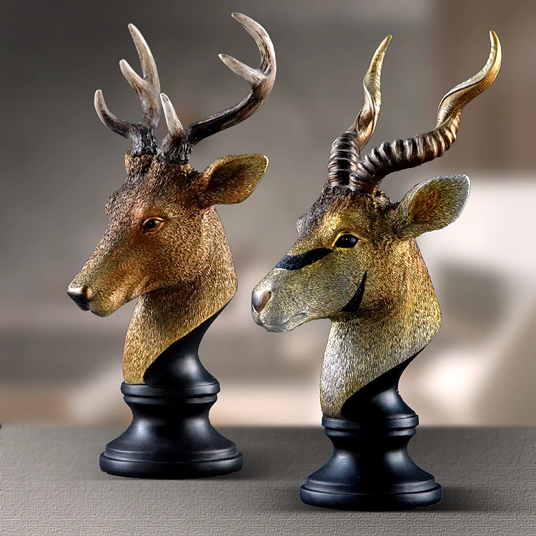 

Antelope /Deer Decoration Home Decoration Resin Simulation Animal Model American Pastoral Model House Soft Sleeve Half Sculpture