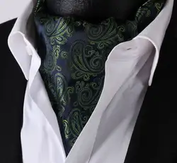 Rf306g зеленый синий Пейсли Для мужчин 100% шелковый галстук Галстуки жаккардовые Повседневное Ascot