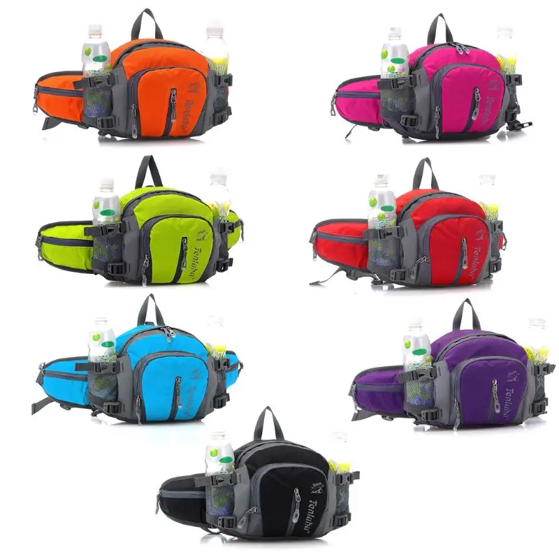 

Multifunctional Nylon Sports Waist Bag Outdoor Running Hiking Storage Money Bag Fanny Pack with Large Bicycle Bottle Holder