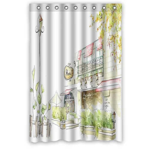 Custom Popular Bath Curtains Romantic stylish art Watercolor drawing