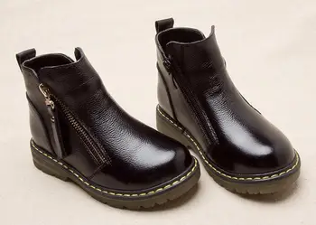 

Boys & girls boots 2017 high quality genuine leather kids boots children winter shoes leather boots with zipper A