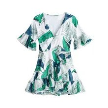 Лидер продаж, женский купальник с листьями лотоса, Цельный купальник, женский купальник с короткими рукавами, купальный костюм с v-образным вырезом, пляжная одежда, бикини