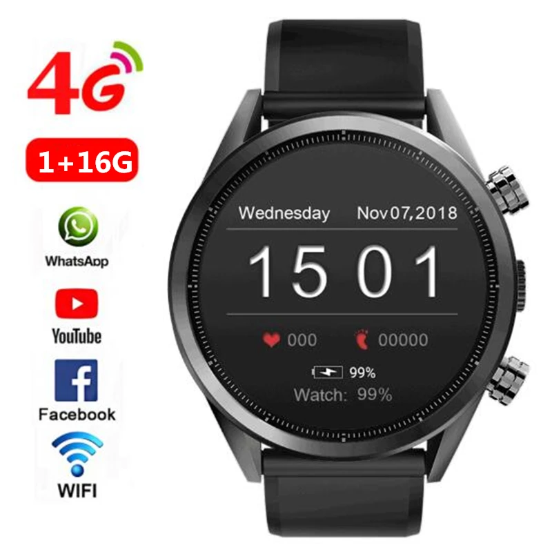 

GOLDENSPIKE android 7.1.1 4G LTE 1G+16G 1.39 inch 400*400 smartwatch with heart rate monitor GPS WIFI 8.0MP camera smart watch