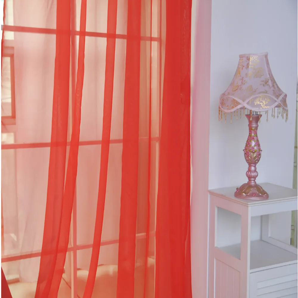 

Hot Sale Solid Color Tulle 2 PCS Pure Color Tulle Door Window Curtain Drape Panel Sheer Scarf Valances High Quality Curtain